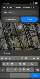 A iphone screenshot of a menu asking you where you spend your money